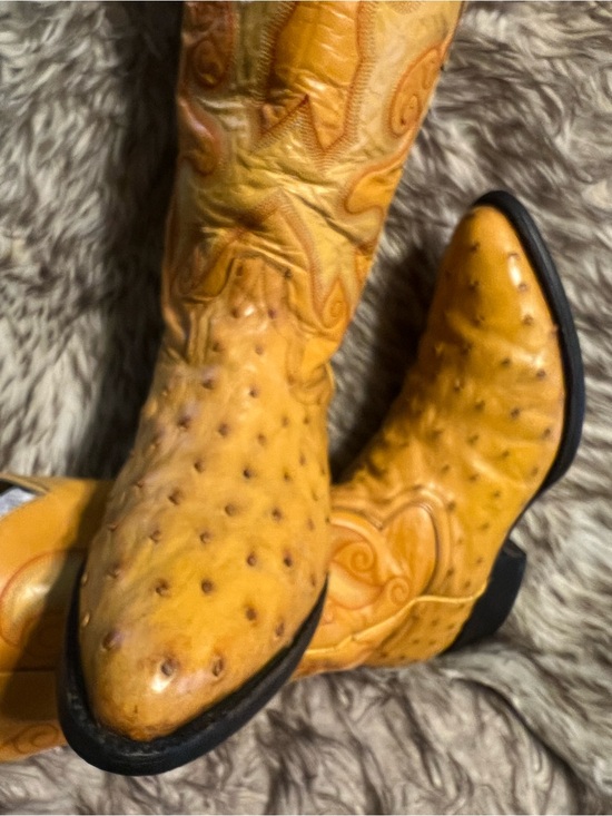 Men\'s Yellow Ostrich Leather Western Boots Sz 9.5 main image 13